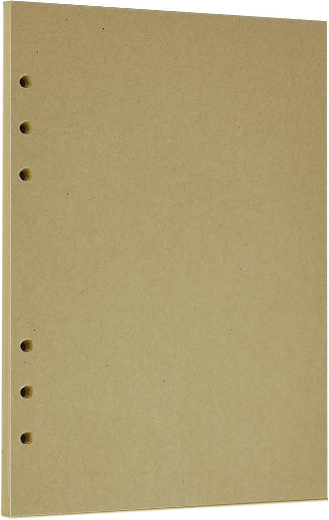 Zelten 1 Pack A5 45 Sheets/90 Pages Kraft Loose Leaf Punched Paper Refills Paper for 6 Hole Binder Personal Organizer Diary Notebook Refillable Planner