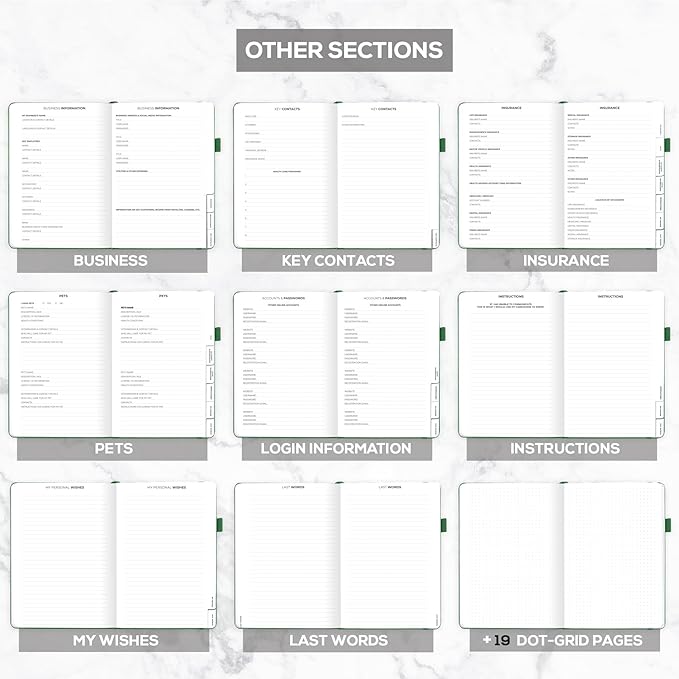 Clever Fox Large End of Life Planner – Guided Final Arrangements Organizer Notebook for Instructions, Beneficiary Info, Will Preparation, Last Wishes & Funeral Planning – 8.5" x 11" (Dark Green)