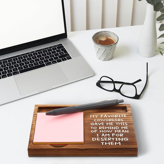 My Favorite Coworkers Gave Me Gifts Sticky Note Holder Thank You Appreciation Leaving Farewell Goodbye Gifts for Coworkers Women Co Workers Employee Self-Stick Note Pad Holders GSH18