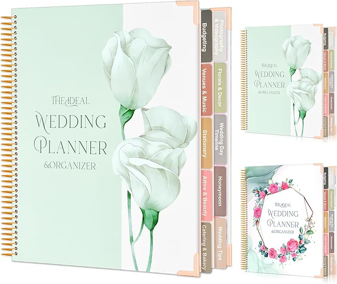 Wedding Planner Book and Organizer – 176 Pages Bridal Planning Notebook with Stickers, Checklists, Calendars & Pockets – Engagement Gift for Bride to Be & Newly Engaged Couples