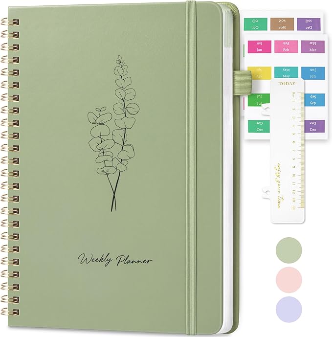 Oucaru Undated Weekly Planner, A5 To Do List Notebook with Goal & Habit Tracker Organizer, 52 Weekly Planner Notebook with Spiral Binding for Office Home School Supplies