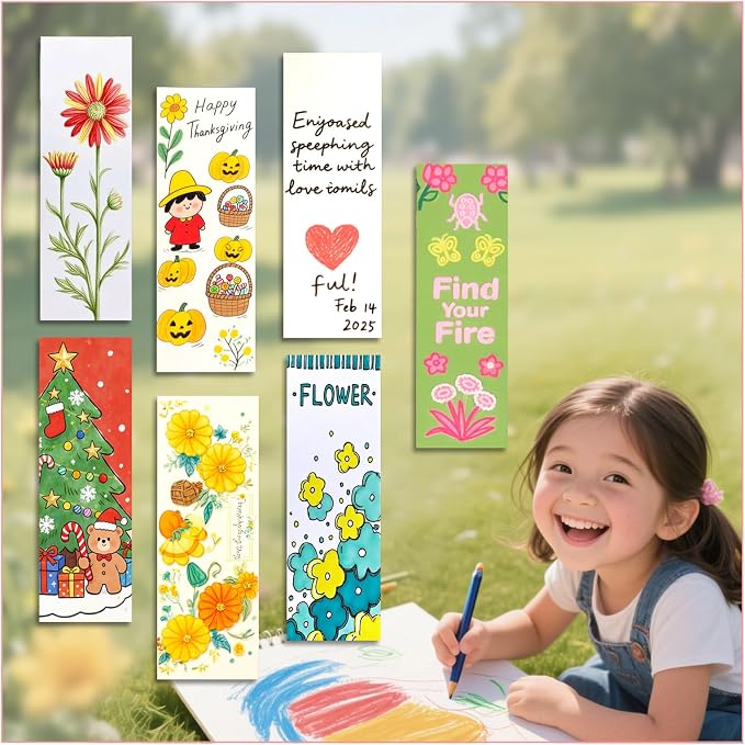 45 Sets Bookmark Making Kit, with 45 Clear Bookmark Sleeves, 45 Colorful Tassels, 55 Kraft Paper Blank Bookmarks, DIY Bookmarks for Party, Gift Tags or Record Your Mood