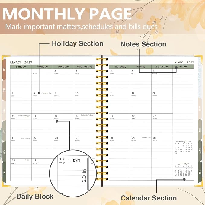 Large 2026-2027 Academic Planner – Weekly & Monthly Planner Organizer from July 2026 - June 2027, 8.5"x11" Aesthetic Daily Agenda Planning Book with Pocket Stickers for Women Students Office, A4 Size