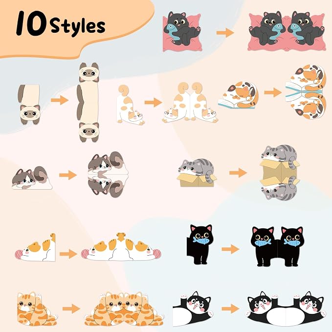 10Pcs Magnetic Bookmarks, Cute Cat Bookmarks Funny Book Marker Clips Graduation Birthday Gifts for Women Reading Book Lover Gifts