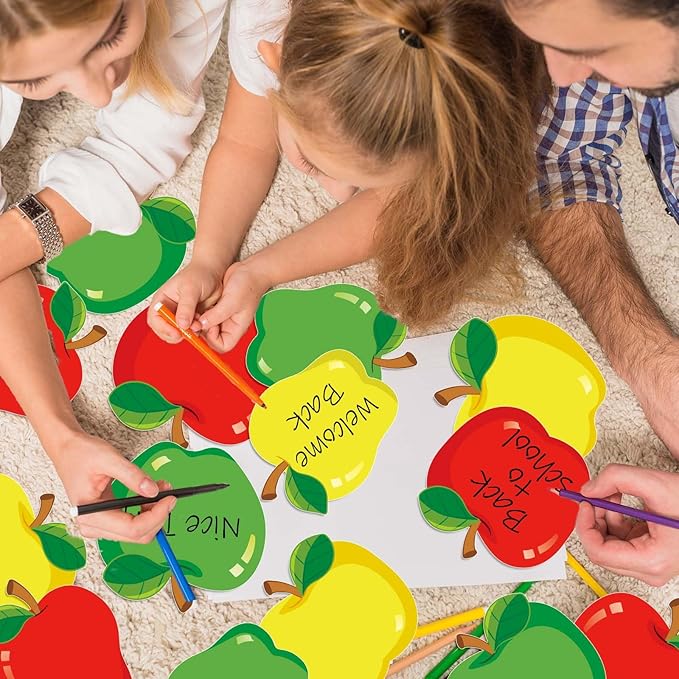 JarThenaAMCS Colorful Apples Bulletin Board Set We're The Best of Bunch Paper Cut-Outs with Glue Points for Back to School Classroom Party Name Tags Door Wall Decor, 53Pcs