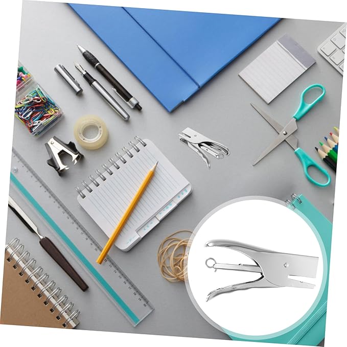 Stapless Stapler Hand Grip Heavy Duty Plier Stapler Metal for Desk Book Sewer No-jam Effortless to Use for Office School Warehouse