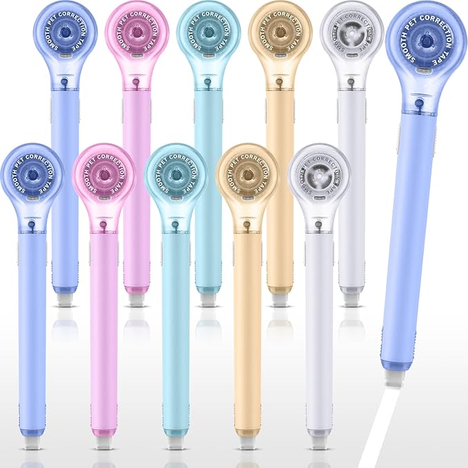 Gersoniel 10 Pack Correction Tape Pen Correctional Ink Tape Push Pull Protective, Easy to Use Applicator for School Office Supplies, 0.2 x 236 Inch (Macaron Color)