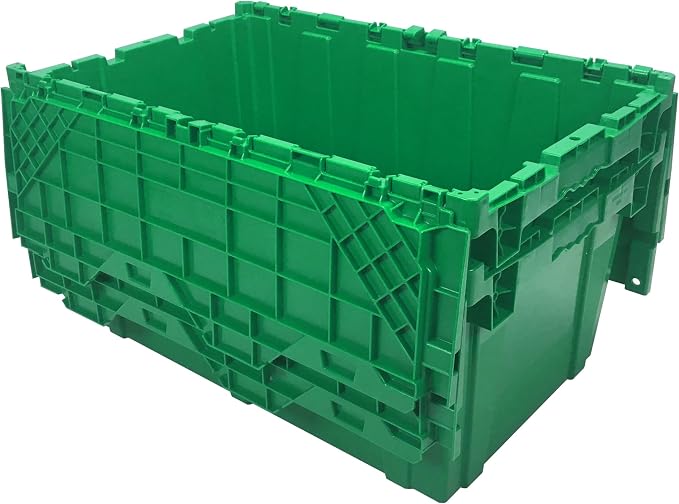UBOXES UOFFICE Storage Packing Crates, 5 Pack Green Totes 27" x 17" x 12", Plastic Storage Crates, Green Crates, Crates For Packing & Storage, Moving Storage Crates, Plastic Crates With Lids