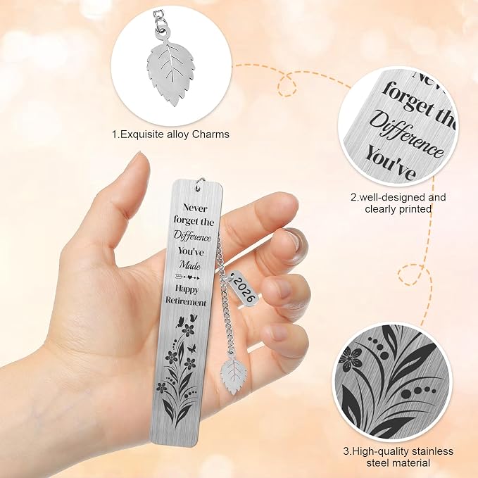 Retirement Gifts for Women 2026 Coworker Retirement Bookmarks for Women Men Book Lovers Farewell Going Away Goodbye Appreciation Retirement Gifts for Retired Teacher Nurse Colleagues(2Pcs Metal)