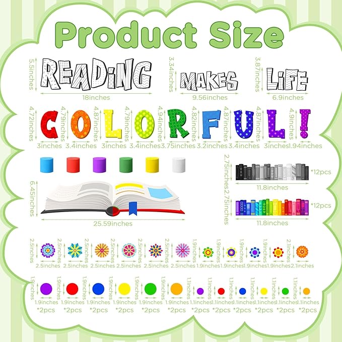 Pasimy 77 Pcs Back to School Reading Bulletin Board Decorations Library Read Bulletin Board Set Cut Outs Open Book 3D Paper Cutouts for Teacher Classroom Library Decor Supplies