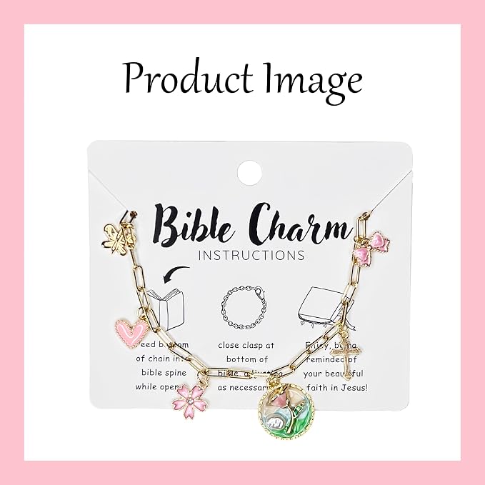 Bible Charm Chain, Christian Bible Accessory Faith Gift, Scripture Bookmark, Bible Jewelry Religious Decor for Study (Style-B)