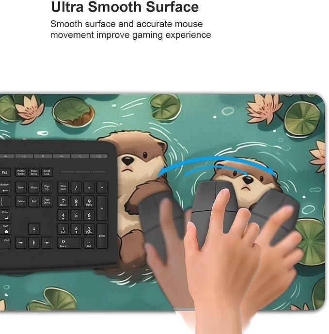 35.4" x 15.7" Cute Otter Extended Mouse Pad, Kawaii Desk Mat with Non-Slip Base, Water Resistant for Gaming & Office