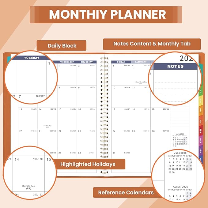 2026-2027 Weekly Appointment Book - Jul. 2026 - Jun. 2027, Daily Hourly Planner 2026-2027, 8.5" x 11", 15-Minute Interval, 12 Monthly Tabs, Flexible Soft Cover