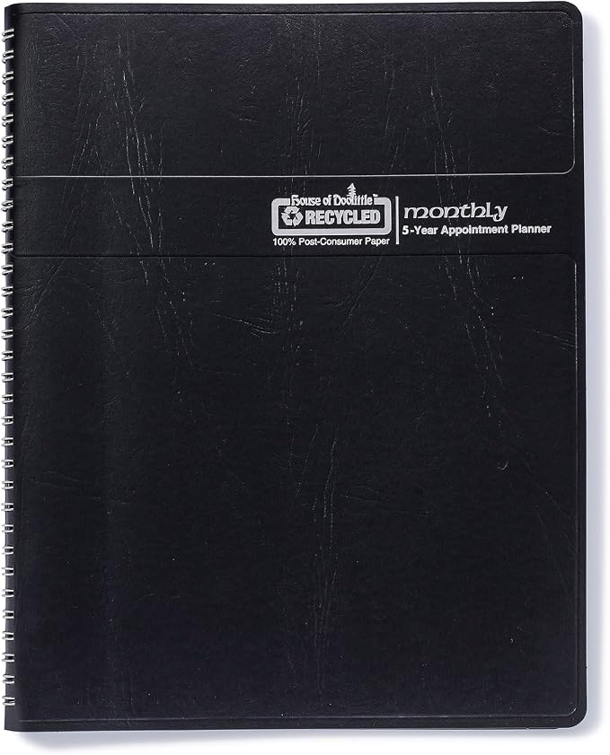 House of Doolittle 2025-2030 Monthly Calendar Planner, 5 Year, 8-1/2 x 11 Inches, Black (HOD262502-25)