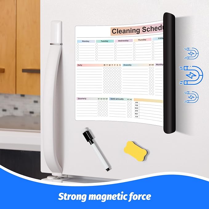 Cleaning Checklist Dry Erase Magnetic Whiteboard for Refrigerator,Daily Weekly and Monthly Checklist Planner and Household Chore-Cleaning Schedules and Checklists (Style New)