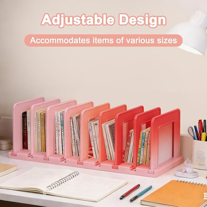 PATIKIL Desk File Sorter, 8 Section Plastic Desktop File Folder Vertical Dividers Mail Letter Organizer Magazine Holder Rack Stand for Home Office Classroom Library Bookshelf, Green