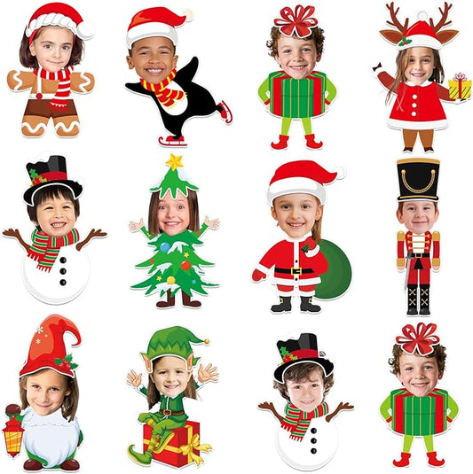60pcs Christmas Theme Cutouts Xmas Holiday Bulletin Board Decorations Xmas Theme Claus Paper Cut-Outs Classroom Decor for Christmas Classroom DIY Craft Photo Wall Door Winter Party Supplies