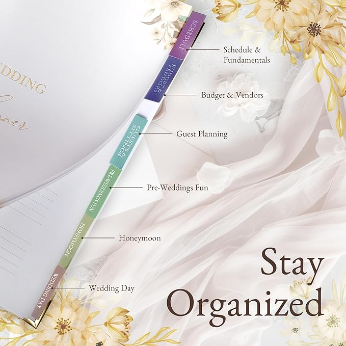 Wedding Planner with Gift Box, Pen, and Small Card, Perfect Wedding Planner Book and Organizer, Wedding Planning Book and Organizer for Future Brides and Grooms, Wedding Binder, 9X11 inches