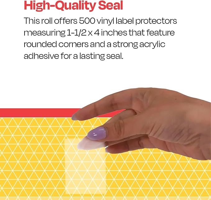 School Smart Vinyl Label Protectors, Round Corner Rectangle, 1-1/2 x 4 Inches, Clear, Pack of 500