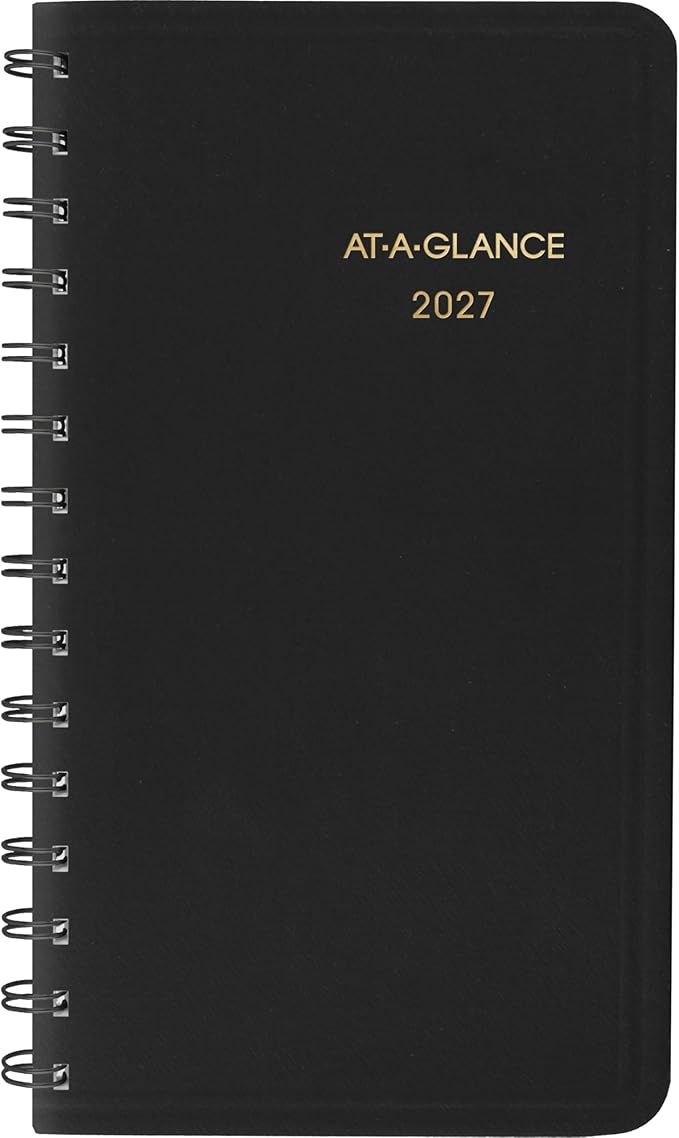 AT-A-GLANCE 2027 Planner, Weekly, 2.5" x 4.5", Pocket Size, Black (700350527)