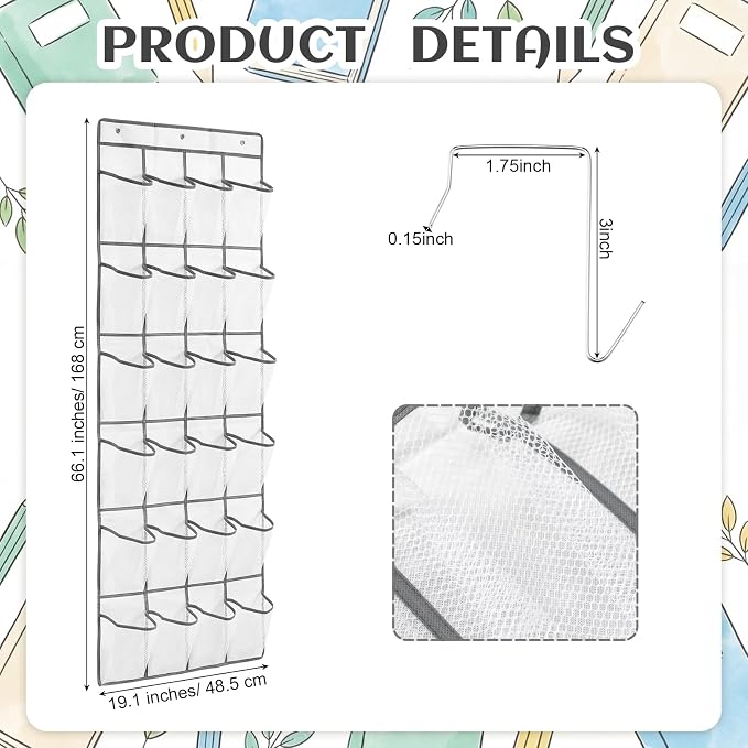 24 Pocket Classroom Organizer Teacher Incentive Reward Chart Treasure Wall Display for Teacher over The Door Hanging Storage Prize Chest Holder Mesh Fabric with Label Cards for Class Store Prize