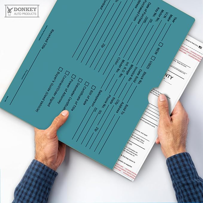 Printed Vehicle Deal Envelopes 9x12 Deal Jackets (100 shrink wrapped) (Teal)