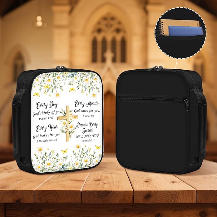 Bible Cover for Women, Bible Holder, Bible Cover With Handles, Bible Carrying Case, Bible Bags With Zipper and Pockets