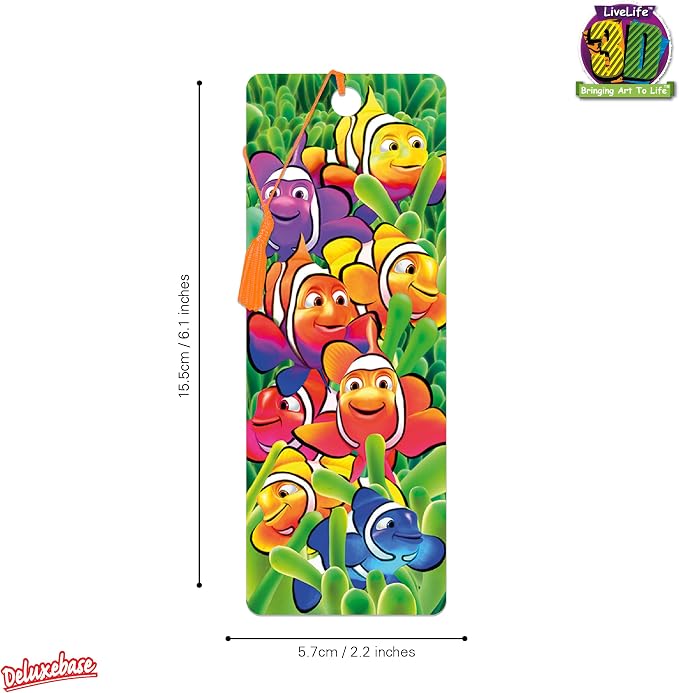 3D LiveLife Bookmark - Cute Clowns from Deluxebase. Cute Lenticular Clown Fish Page Marker. Animal Themed Accessories for Book Lovers. Small Gifts for Men, Women, Writers and Teachers.