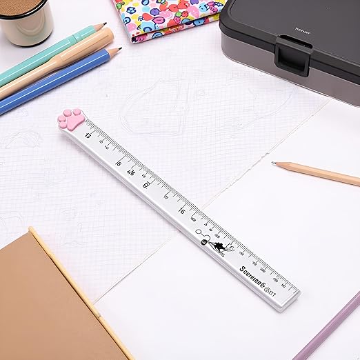 Grey Cats Claw Plastic Rulers, 15cm Straight Rulers Measuring Tool Drawing Stationery Office School Supplies Scale, Drafting Tools and Drafting Kits