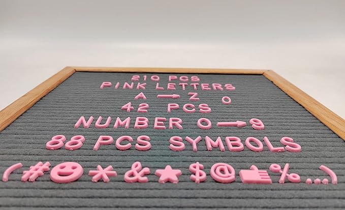 Felt Letter Board Letters Sets - Pre-cut 340pcs 3/4 Inch(0.75") Pink Letters with Canvas Bag(No Board Included)