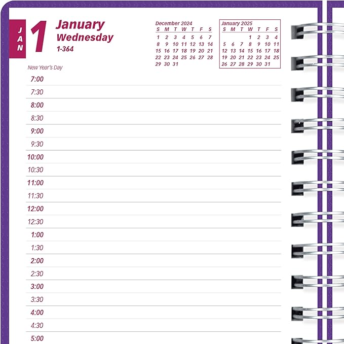 Brownline® 2025 DuraFlex Daily/Monthly Planner, Appointment Book, 12 Months, January to December, Twin-Wire Binding, 8" x 5", Purple (CB634V.PUR-25)