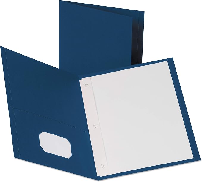 Oxford Two-Pocket Portfolios w/Fasteners, Blue, Letter Size, 10 per Pack, (57772)