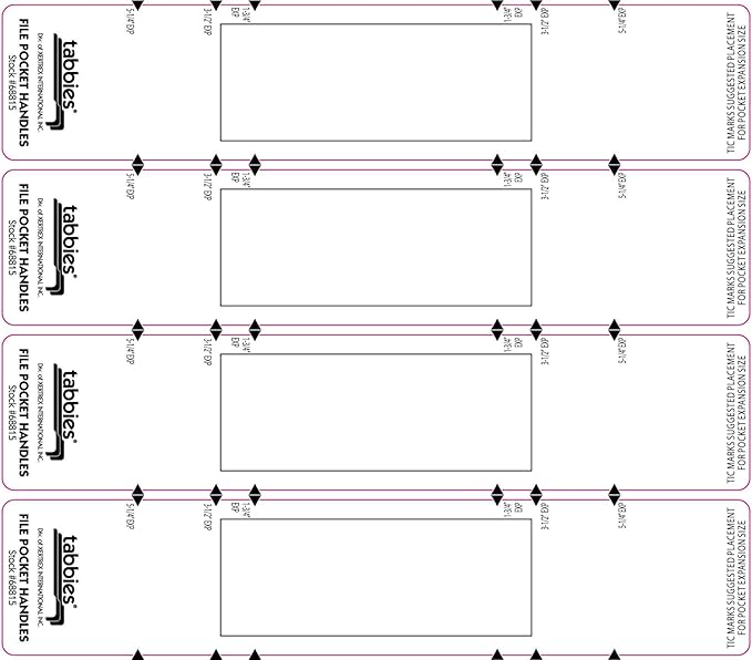 Tabbies File Pocket Handles, 9.63 X 2, White, 4/Sheet, 12 Sheets/Pack