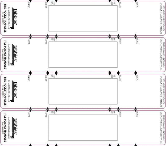 Tabbies File Pocket Handles, 9.63 X 2, White, 4/Sheet, 12 Sheets/Pack