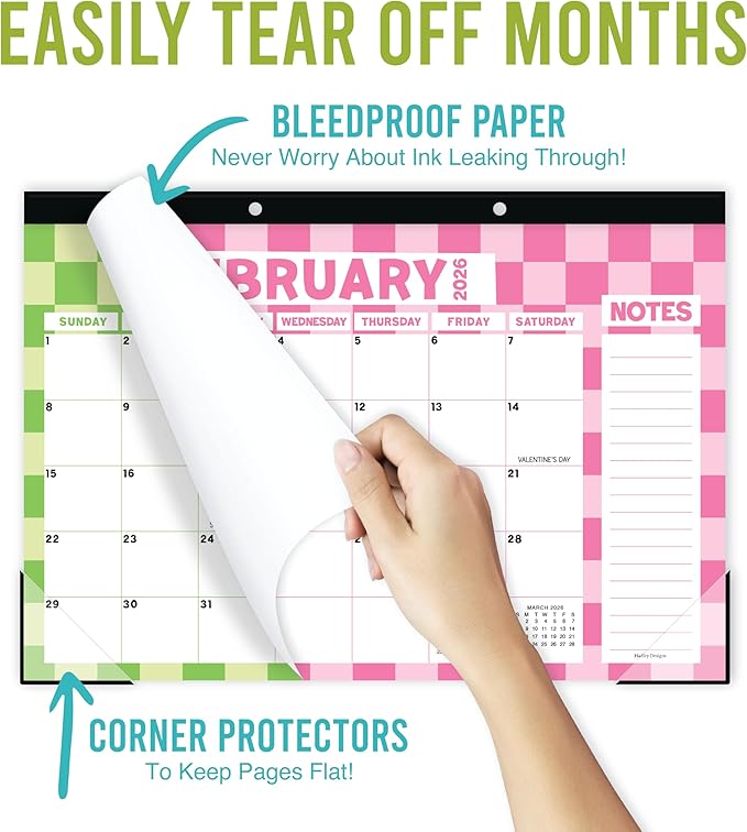 Hadley Designs Large Teacher Desk Calendar 2026-2027 - Desktop Calendar 2026, 18-Month Desk Calendars for Home, Office & Classroom, Cute Classroom Must Haves, Teacher Appreciation Gifts