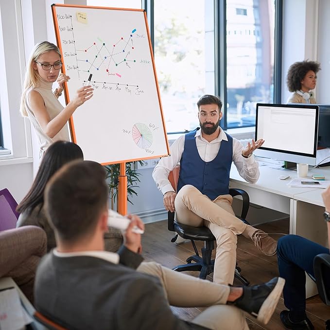 Mobile Whiteboard, 40x26 Inches White Board on Wheels, Magnetic Dry Erase Board with Stand, Portable Standing Dry Erase Board for Classroom, School, Office, Home, Teacher, with Flip Chart Paper