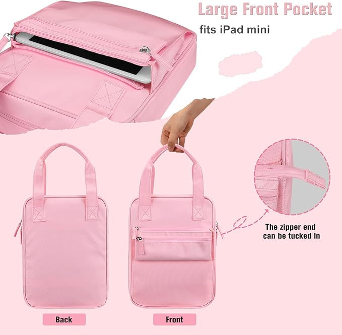 FINPAC Bible Cover Case Tote Bag Water-Resistant Bible Carrying Case Christian Gifts for Church Study Supplies, Pink