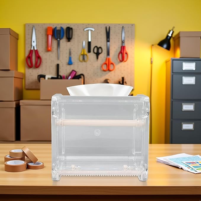 Transparent Visible Packaging Tape Dispenser Cutter Roll Tape Holder Organizer Desktop Office Tape Holder DIY Sticker Roll Tape Cutter Holder Storage Tape, Adhesives and Fasteners, Tape Dispensers