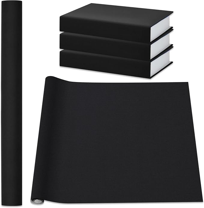 PerKoop Book Cloth for Book Binding 40 x 16 Inch Fabric Surface Paper Backed Bookcover Archival European Durable Strong Bookbinding Supplies Cover Books Album Scrapbooking (Black, Suede Fabric)