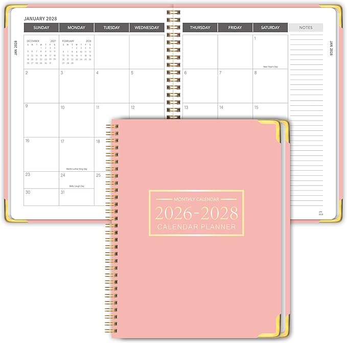 Monthly Planner 2026-2028, 2026-2028 Calendar 36 Months, 8.5" x 11", Jan 2026- Dec 2028,Metal corner protectors with Spiral Bound, 3 Years Academic Planner Perfect for School & Office for Women & Men