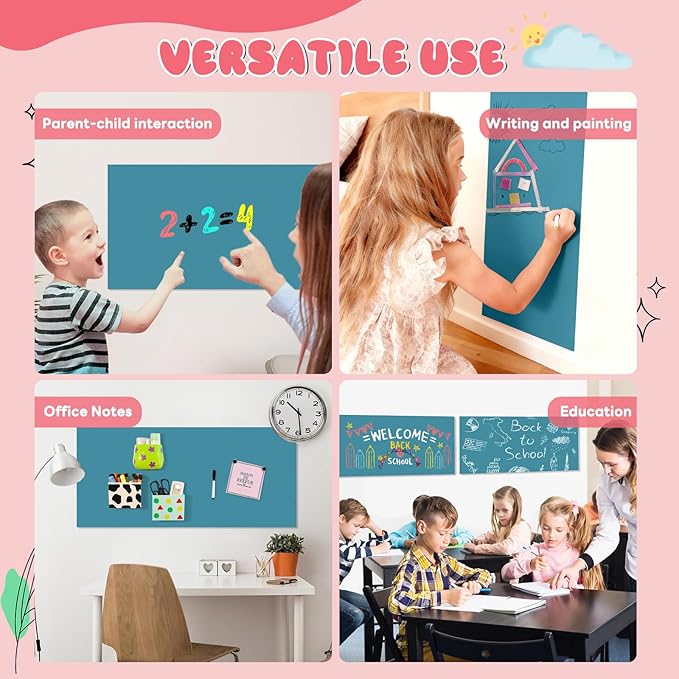 Magnetic Wall Decal for Kids,32x40 Inch Arched Magnetic Chalkboard for Wall,Suitable for Home Decoration Wallpaper and Children's Game Room (Cyan, 16x40 Inch)