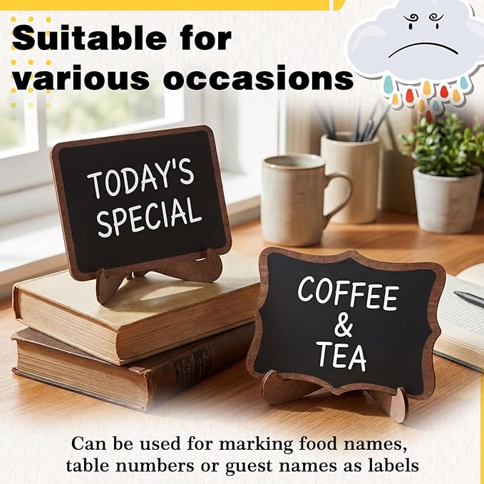 20 Pack Mini Chalkboards Signs with 12 Colored Chalk Pens 3 x 4'' Small Rectangle Chalkboards with Easel Stand Place Cards for Weddings Birthday Parties Message Board Sign