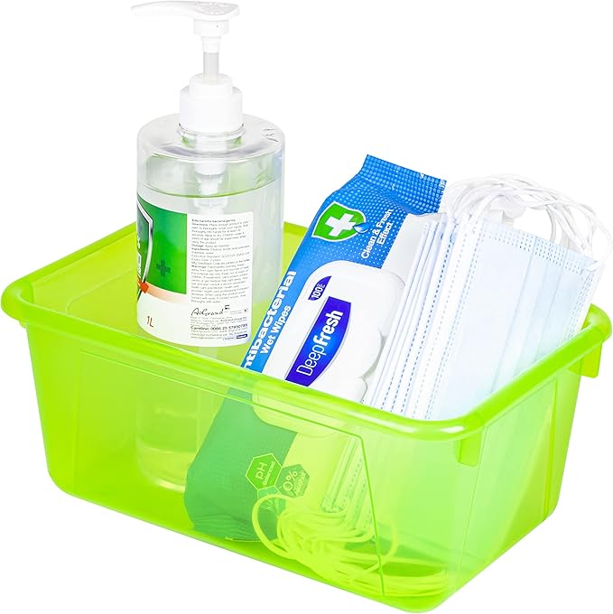 Storex Small Cubby Bin, 12.2 x 7.8 x 5.1 Inches, Candy Green, 5-Pack (62477U05C)