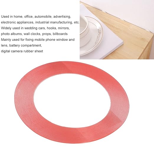 10 Pcs PET Double Sided Tape, Strong Viscosity Mounting Tape, Red PET Adhesive Tape for Electronics Fixation and Home Office Use with Firm Hold (1mm)