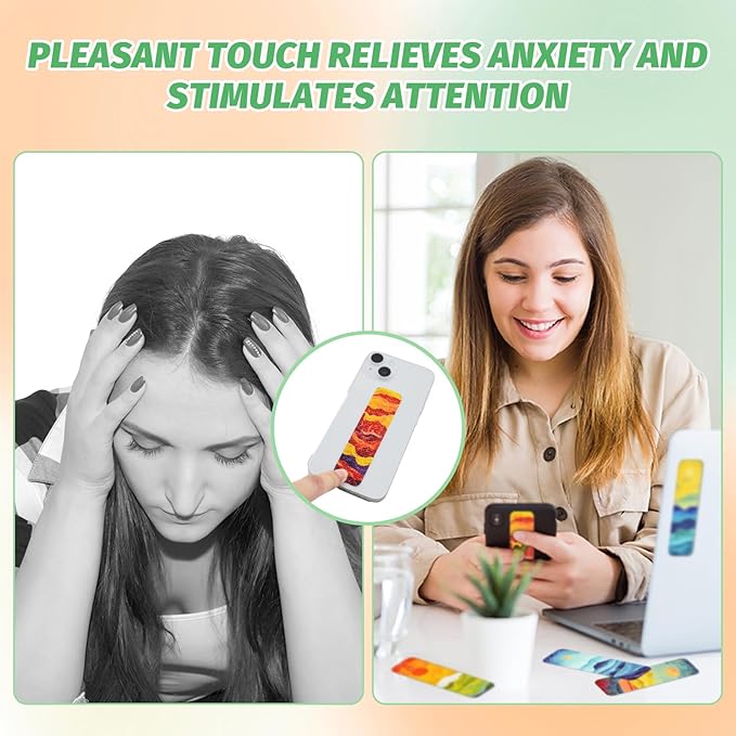 48 Pieces Calm Anxiety Sensory Stickers - Sensory Strips Different Textures with Storage Box for Office - Adult & Teen Stress and Fidget Relief Stickers (Scenery Style)