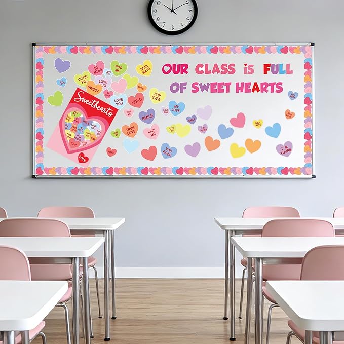 Valentines Day Bulletin Board Decorations for Classroom, Love Heart Cutouts February Bulletin Board Decorations, Our Class Is Full of Sweet Hearts Valentine Decor for School Walls Doors