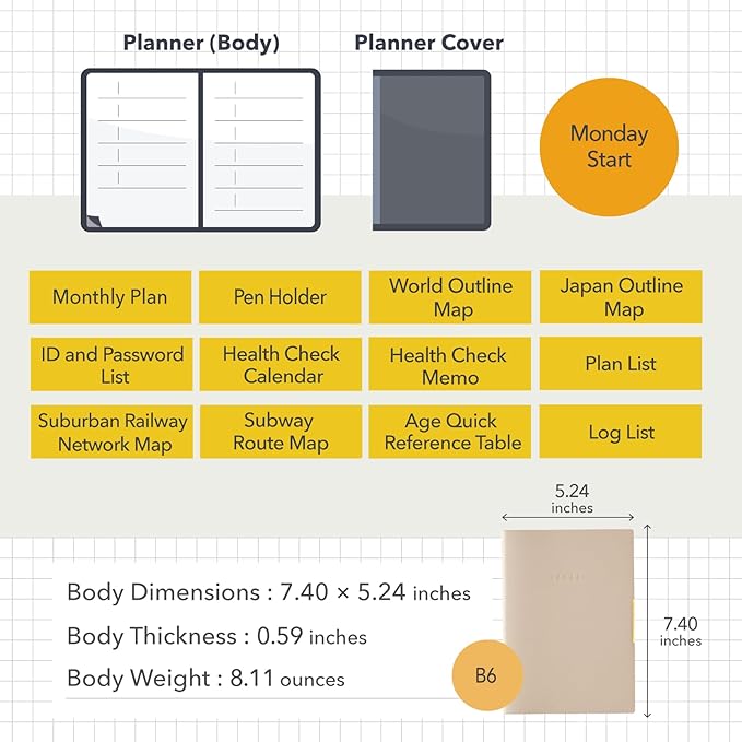 NOLTY Ecri Plus B6-2 Weekly Planner 2026, April Start, Japanese Edition, Beige, 2026-9863