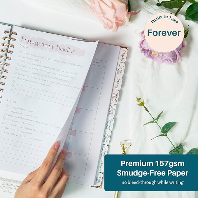 Wedding Planner - Wedding Planner Book and Organizer for the Bride, Wedding Planner Book Unique Engagement Gift for Newly Engaged Couples - Hardcover Bridal Planning Wedding Notebook 11" x 9"
