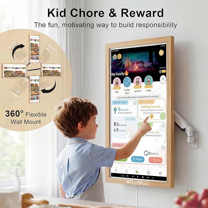 Smart Digital Calendar, 32” Electronic Planner with FHD Touch Screen & Remote Control, Electric Family Organizer with Chore Chart Google Play Customizable App, Wall Display Tablet with Camera