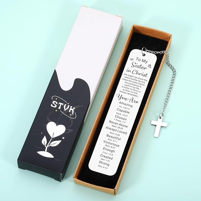 Secret Sister Gifts for Women Christian, Sister in Christ Gifts for Women, Religious Christian Bookmark with Bible Verse, Inspirational Book Marks for Reading, Christmas Birthday Gift for Friend Girls